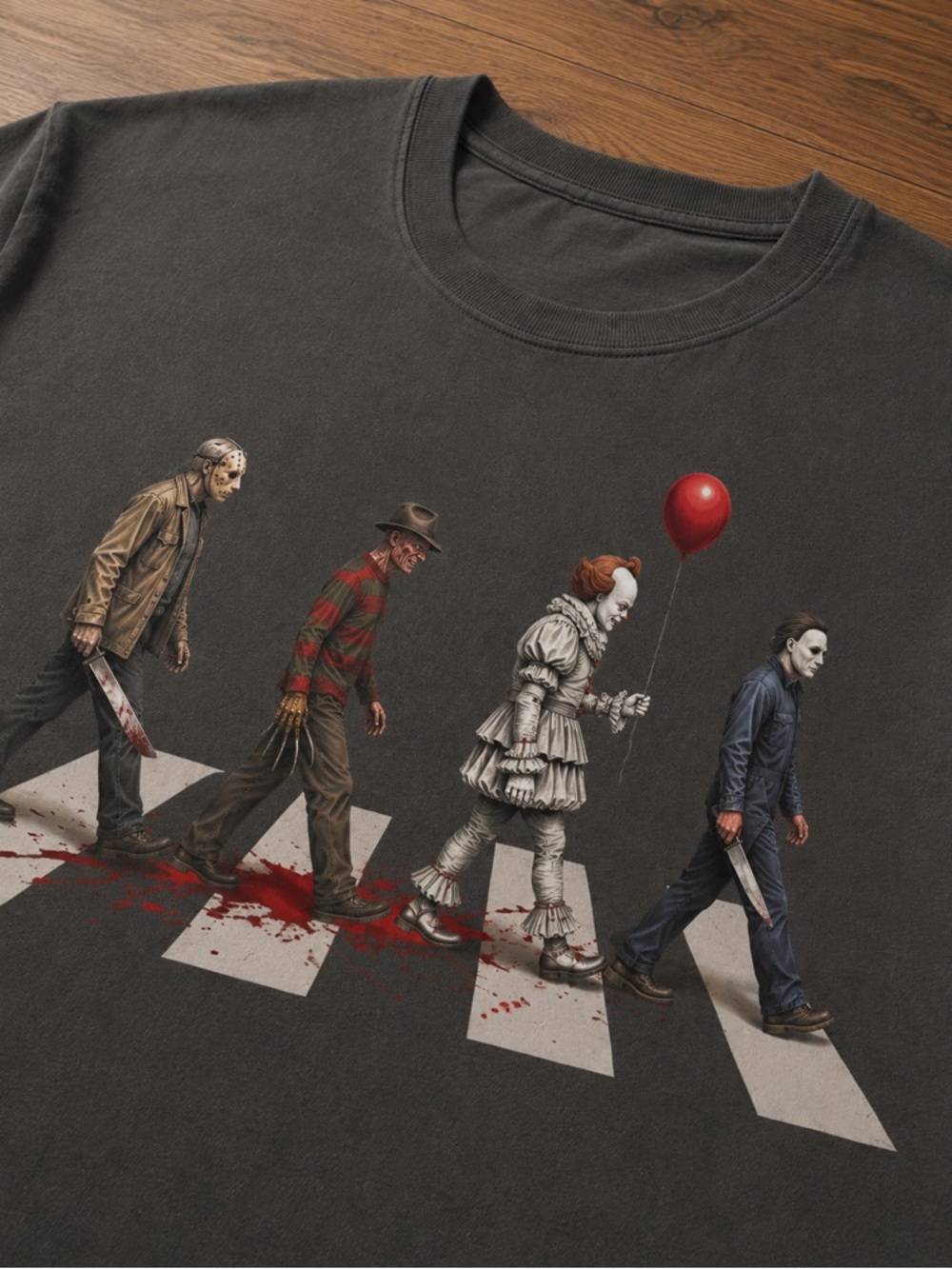 Horror Characters Abbey Road Graphic Pepper T-Shirt - Picture 3 of 3